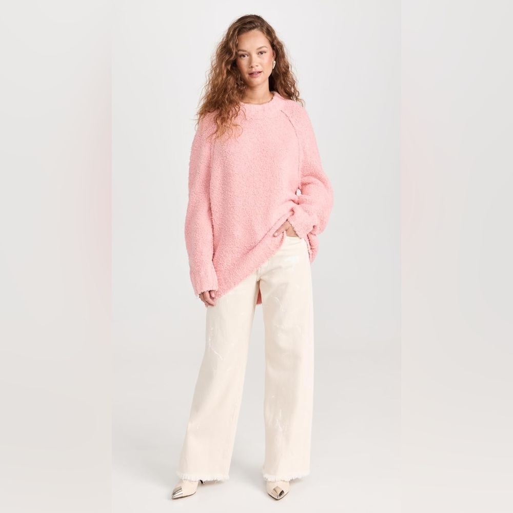 NWT Free People Teddy Sweater Tunic Pale Rosette Size S